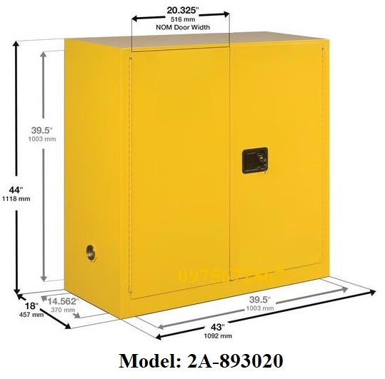 Thông số kỹ thuật tủ an toàn chống cháy 2A-893020